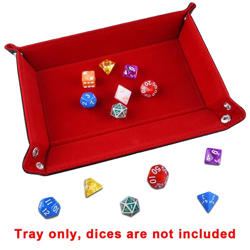 SIQUK Double Sided Dice Tray Folding Rectangle PU Leather and Burgundy Velvet Dice Holder - Image 4